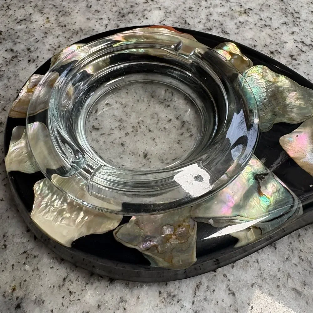 Vintage Lucite/Acrylic Abalone Ashtray 1960s Mid-Century Modern